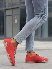 女士休闲运动鞋，手工章鱼健身交叉训练鞋，时尚摩托鞋，橡胶防滑外底，一脚蹬休闲鞋