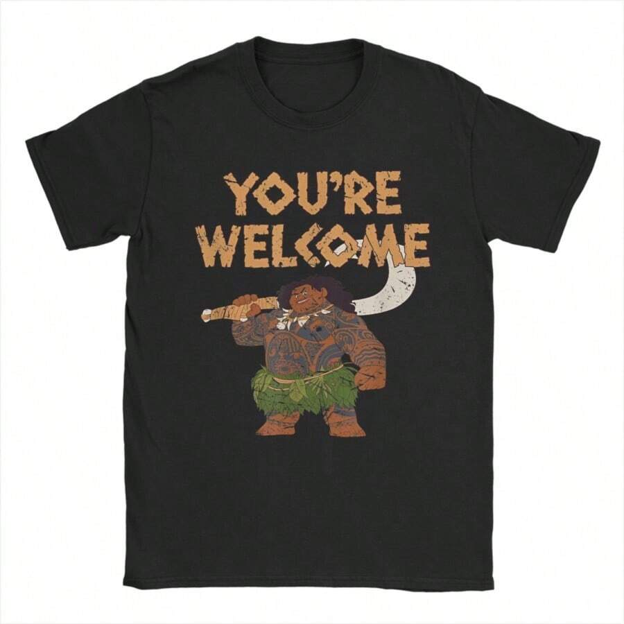 MoanaS Maui Confident Pose You're Welcome Graphic Print T Shirt Men Women  Cotton  Tee Shirt Clothing - 黑色 - 查看 1