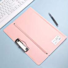 1 pieza Carpeta de archivo de unicolor minimalista, tamaño A3, diseño de gran capacidad que puede contener aproximadamente 110 hojas, con refuerzo, resistente al agua, para escritura horizontal, con pinzas, adecuada para escuela, oficina, organización de documentos, papelería, estudiantes y uso doméstico, material de arte - Carpeta de almacenamiento de papel de prueba A3 - Ver 10