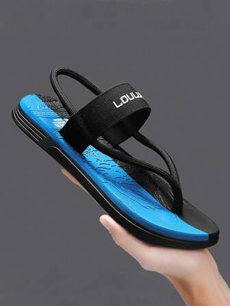 Sandales pour homme à blocs de couleurs à la mode, design patchwork, minimalistes et légères, idéales pour la plage, les tenues décontractées et les sorties estivales, alliant à la mode et confort.