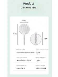 OBOVAY 1pc Foldable Electric Mosquito Killer Fly Swatter Trap USB Rechargeable Mosquito Racket Insect Killer With UV Light Bug Zapper,500mAh - Multicolor - View 10