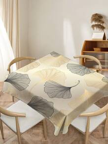 1pc Ginkgo Leaf Printed Tablecloth, Modern Polyester Rectangular Or Round Waterproof Tablecloth, Digital Printing Suitable For Living Room, Outdoor Dining Table, Small Round Table
