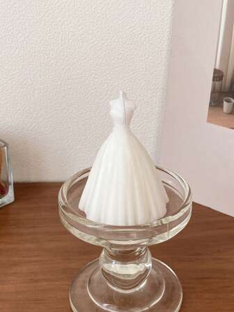 1 pieza Vela artesanal con diseño de vestido de novia, regalo romántico de celebración del matrimonio, vela perfumada con diseño de novia pintada