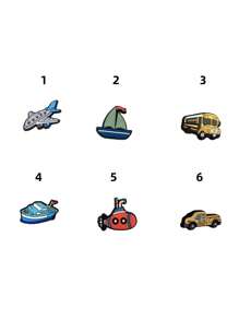 Set de 6 piezas con accesorios decorativos de avión y coche de dibujos animados adecuados para sandalias, pulseras, pantuflas y decoración de teléfonos, kit personalizable, gran regalo para entusiastas del automóvil