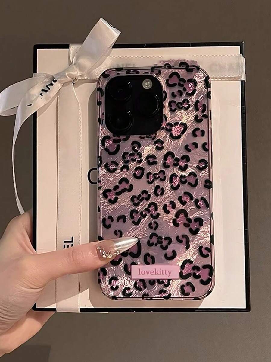 Luxury Leopard Shell Texture Phone Case, Compatible With 16/15/14/13/12 Pro Max/11/17/17 Pro/17 Pro Max, Fashionable Shock-Proof, Waterproof, Anti-Fall, Anti-Scratch Protective Back Cover - Pink Leopard Print - View 1