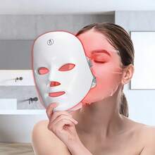 7 Color LED Mask] 7 Color LED Facial Skin Care Mask - Reusable, Portable With Eye Protection, Unisex Christmas Gift - White - View 3