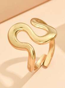 Anéis banhados a ouro em formato de cobra para mulheres, anel de personalidade oval oco de aço inoxidável, joia feminina de luxo à prova d'água, novos anéis abertos de metal exagerado irregulares e femininos, elegante anel de pérola falsa barroca, acessórios de joia