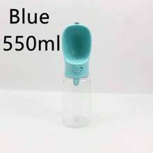 Bouteille d'eau pour chien de 550 ml/19 oz, distributeur d'eau portable pour animaux de compagnie étanche avec bol d'alimentation, convient pour la promenade en plein air, la randonnée, les voyages, en plastique (bleu/rose)