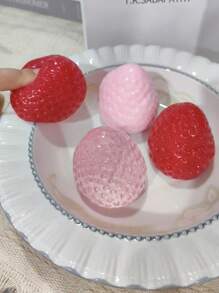 1pc Red Strawberry Squeezy Stress Ball, Soft Silicone-Like Texture, High-Quality Handmade Anti-Stress DIY Squeeze Toy