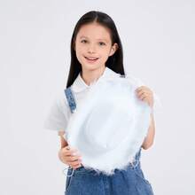 Women Girls Boys Cowboy Hat Classic Roll Up Brim Fedora Cowgirl Hat Western Cowboy Hat Stage Performance Hat - White With Fur - View 8