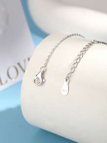 1 Stück 925 Sterling Silber Halskette mit hypoallergener Herz-Form - Weißes Emaille Herz Design, süß & niedlich - perfekt für täglichen Mädchen Frühling/Sommer Stil - ideales Geburtstags-/Feiertags-Geschenk für Töchter/Enkelinnen