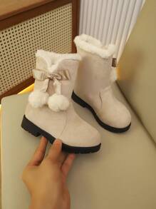 Ein Paar Mädchenstiefel für Herbst und Winter, neue hohe Spitze warm und flauschig, elegant und schlicht, kälteresistent, College-Stil, Dicke Stiefel, Leistungsstiefel
