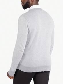 Men's Herringbone Cardigan Sweater - Off Wht/H Grey - View 2