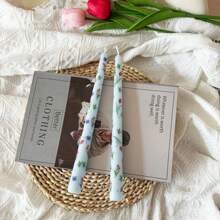 2 piezas, velas de tallo largo con patrón de estampado de tulipán, velas de mesa de estilo retro de 9.84 pulgadas, velas de tallo largo con estilo floral europeo, decoración de ambiente para banquetes de boda, velas para ambiente festivo, velas para el Día de San Valentín, aptas para bodas, cenas y decoración del hogar, velas para decoración de fiestas, velas para decoración de mesa familiar.