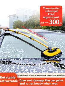 Auto-Wasch-Mop - spezialisiertes professionelles Werkzeug mit gebogenem Griff, Borsten aus weichem Material, die keinen Lackschaden verursachen, Autoputz-Werkzeug