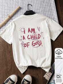 Slogan Graphic 100% Cotton Casual Summer Short Sleeve T-Shirt, Soft Fabric, Graphic Tee, Summer Top, Vacation , Travel Wear, Beach Style White - White - View 2