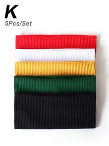 5条条纹和纯色弹力发带，百搭休闲头饰，时尚发饰，经典发带，秋冬度假装扮女士优雅围巾，女士头巾，柔软头巾