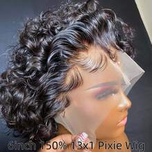 自然卷曲蕾丝前部无胶假发 巴西真人发质 女士 4*4 5*5 13x4 13x6 深波浪蕾丝闭合假发 预拔婴儿发 自然发际线 耐高温纤维合成假发 - 自然色&黑色系 - 查看 10