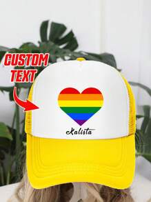 Șapcă de baseball personalizată imprimabilă cu text/nume, 1 buc., cu imprimeu floral al lunii mândriei, pălărie unisex pentru șofer de camion, potrivită pentru petrecere, festival, aniversare
