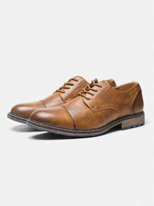 Zapatos Derby casuales para hombres, suela de goma cómoda, estilo de bloques de color retro, zapatos para el trayecto diario y caminar
