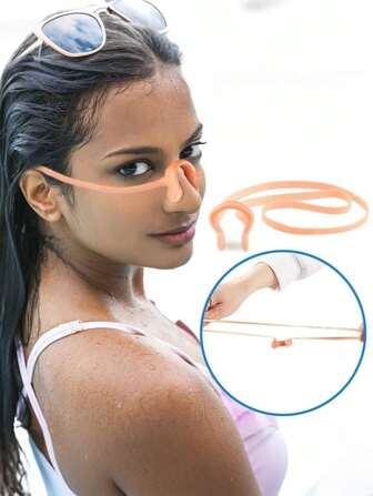 1Pc Nose Clips For Swimming Silicone Nose Swimming Clip Waterproof Sport Supplies With Adjustable Elastic Strap With Box Diving Anti Water Swimming Equipment Accessories ﻿, Beach Essentials, Beach Accessories, Pool Float