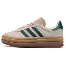 Adidas Originals 女款經典低筒運動鞋 GAZELLE BOLD W 輕量舒適透氣休閒運動鞋 ID7056 - 乳白/深綠/棕褐色 - 查看 6