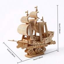 1 szt. 3D Kreatywność Ocean Żaglowiec Puzzle, DIY Ocean Theme Drewniany Model Puzzle - 3D Żaglowiec Łamigłówka, Odpowiednie dla Hobbystów I Kolekcjonerów, Ocean Decor | Żywy Wyświetlacz | Angażująca Aktywność DIY, Model Statek Puzzle Z 82 Elementami, Poziom Trudności 3 Gwiazdki, Lepsze Z Klejem, Wystrój Domu