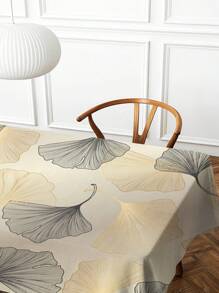 1pc Ginkgo Leaf Printed Tablecloth, Modern Polyester Rectangular Or Round Waterproof Tablecloth, Digital Printing Suitable For Living Room, Outdoor Dining Table, Small Round Table