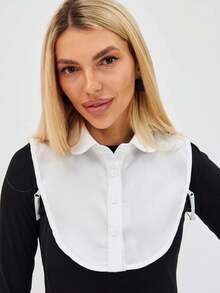 1 件女式纯色新款大尖领假迪基领，时尚高端百搭装饰衬衫领，适合毛衣分层，休闲高品质柔软，适合日常或外出，所有季节 - 彩色 - 查看 4