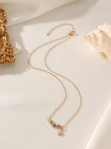 1 pieza Collar colgante de mujer sencillo y versátil con decoración de flor de circonia colorida incrustada en aleación de cobre, adecuado para uso diario, fiesta, regalo