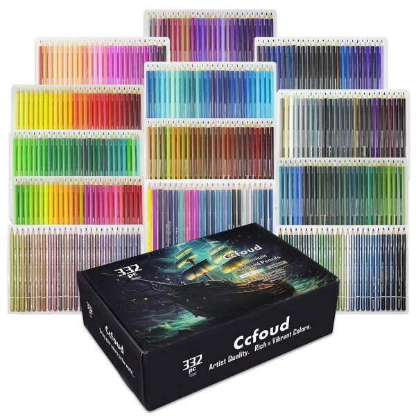 Ccfoud Pro Colored Pencils, Set Of 332 Colors, Artists Soft Core With Vibrant Color, Ideal For Drawing Sketching Shading, Coloring Pencils For Adults, School Supplies,Back To School