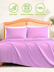 6-Piece Bed Sheet Set – Twin/Full/Queen/King Sizes | Soft Microfiber | Deep Pocket Fitted Sheet | Cooling, Wrinkle-Free, Summer And All-Season Comfort | Includes 1 Flat Sheet, 1 Fitted Sheet, 4 Pillowcases - 淺粉紅色 - 查看 4