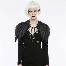 Châle de femmes en plumes artificielles, cape, col en dentelle, costumes de sorcière pour Halloween et carnaval