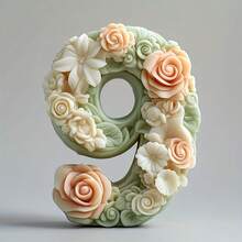 Floral Number DIY Handmade Fragrance Plaster Multifunctional Silicone Mold - White - View 6