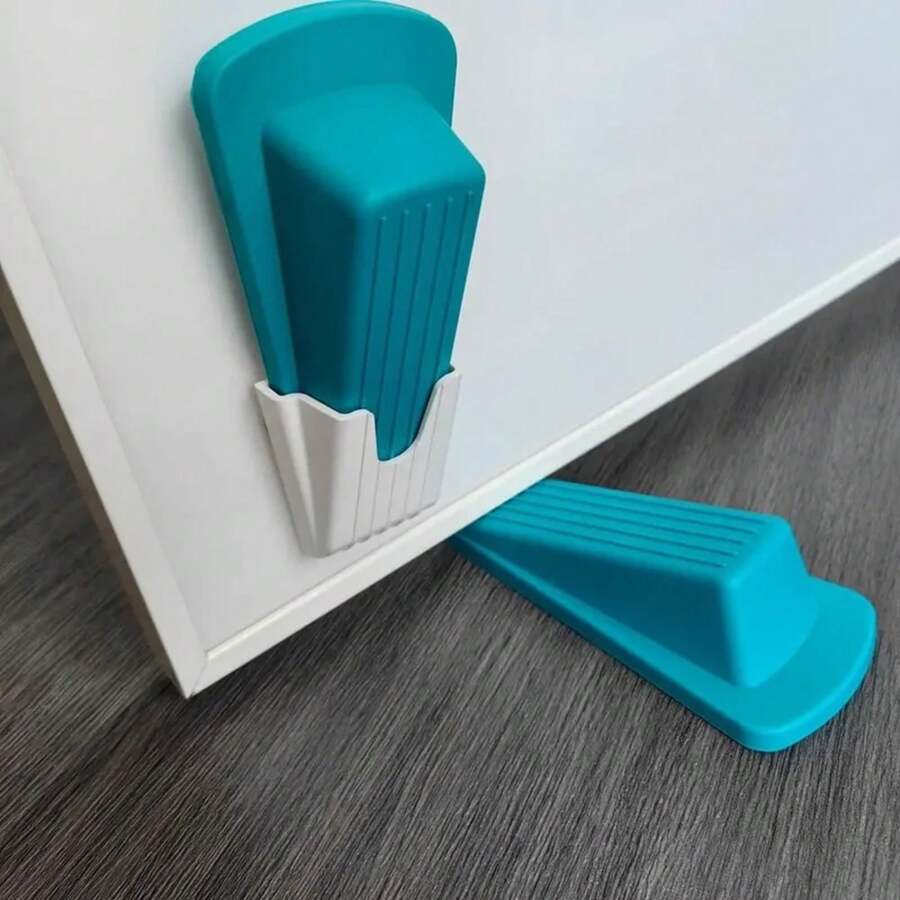 1Pcs Tope de Puerta de Silicona de Bloque de Cuña Tope de Puerta Retenedor Trasero de Puerta para Hogar Oficina Tope Anticolisión - Negro - Ver 1
