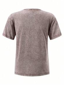 Retro Wildlife Graphic Tee - Deer & Duck Print, 230g Distressed Cotton, Relaxed Fit - Coffee Brown - View 2