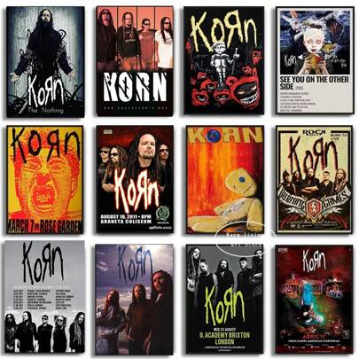 1 pieza Póster de arte de pared con opción de marco, póster de Korn, pintura decorativa de la banda de rock música HD impresa en lienzo para sala de estar, dormitorio, bar, café, decoración del hogar, popular