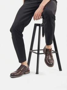 Zapatos casuales para hombre, zapatos de negocios tipo derby, con suelas de goma cómodas, en estilo retro de bloques de color, aptos para el trayecto diario y caminar