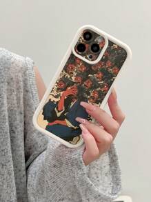 动漫单件米色磨砂防摔手机壳，带搞笑掌心怪兽图案，适用于 16/16e、Redmi、Infinix、Vivo