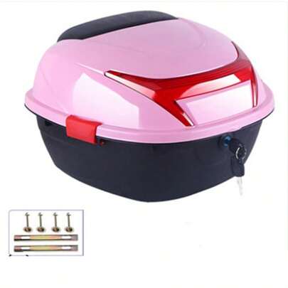 Motorcycle Top Case, 32L Capacity Motorcycle Tour Tail Box Scooter Trunk Waterproof Storage Carrier With Reflective Strips For Motorbike Moped