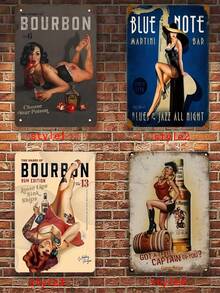 1 pieza Elige tu veneno Letrero de arte vintage de Pin-up - Decoración de pared retro, letrero de metal duradero, regalo perfecto para mamá, papá, amigos, decoración de bar y salón en el hogar - Multicolor - Ver 3