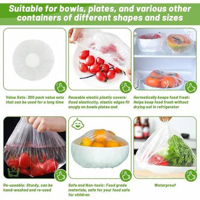 300counts Reusable Elastic Food Bowl Storage Covers, Sublaga Bowl Covers, Dish Plate Covers, Alternative To Foil, Plastic Wrap,