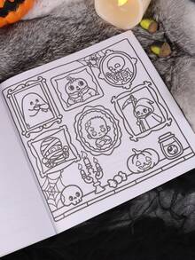 1本幽灵氛围涂色书：适合成人和青少年，拥有可爱的幽灵角色和轻松的场景，有助于缓解压力。万圣节、亡灵节或圣诞节生日的完美礼物，适合学校用品、返校季