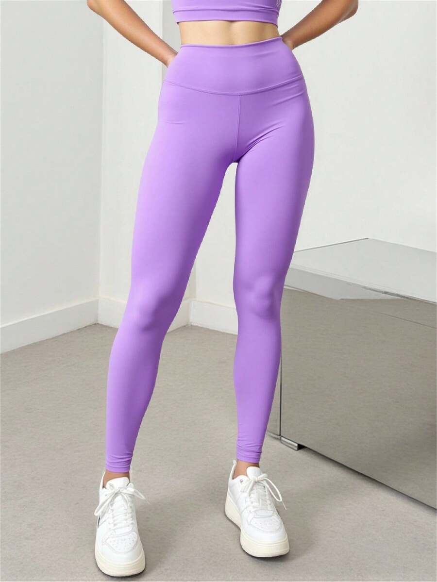 Leggings deportivos mujer lila | Tiro alto, moldeadores y cómodos. Ajuste perfecto, cómodos, diseño moderno e innovado, tela elástica y transpirable. Ideales para gym, yoga, running o uso diario. - Lila Púrpura - Ver 1