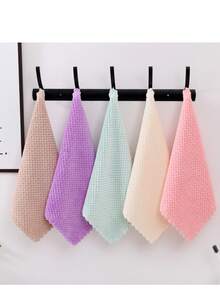 1/3/5 piezas Paños esponjosos de gofre, toallas cuadradas de felpa de coral, toallitas faciales super suaves y absorbentes para el baño del hogar, toallas cuadradas suaves y absorbentes, toallitas faciales pequeñas de unicolor, paños de limpieza multiusos, accesorios de baño para decoración del hogar en verano