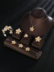 Juego de 6 piezas de joyas de estilo bohemio vintage que incluye aretes, pulsera, anillo, collar, brazalete para mujer. Adecuado para uso diario, fiesta, regalo para esposa/novia