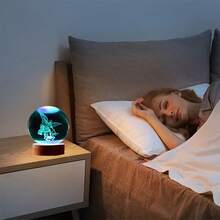 2pcs (Engraved Crystal Ball And Wooden LED Colorful Light Base) 3D Crystal Ball Night Light, Home Decor Night Light, Perfect Gift