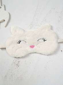 Cute Cartoon Cat Design Plush Sleep Eye Mask, Fashionable
