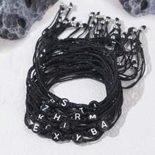 1 Pc Minimalist Black Cord Bracelet With Letter – Jewelry For Daily Wear