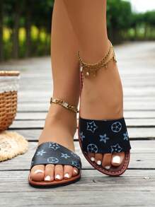 New Fashionable H-Shaped Women Slippers, Casual Style, Roman Style Slip-On Sandals, Comfortable Black, Beige And Brown Colors, Low Heel And Embossed Pattern, Influencer Recommended, Desert Keys French High-End Feel Flat Slippers With Sequins And Thick Soles, Beach Shoes, Perfectly Matching The New Fairy Style Slip-On Slippers, Suitable For Dates, Indoor And Outdoor Use, With Deodorizing And Non-Slip Function, Crocodile Pattern Slippers, With Metal Decoration And Flat Sole, Slip-On Summer Fashion Sandals